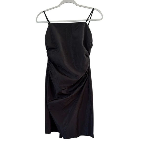 A.B.S. By Allen Scwartz New Little Black Satiny Ruffle Cocktail Dress size 4 - Picture 1 of 6